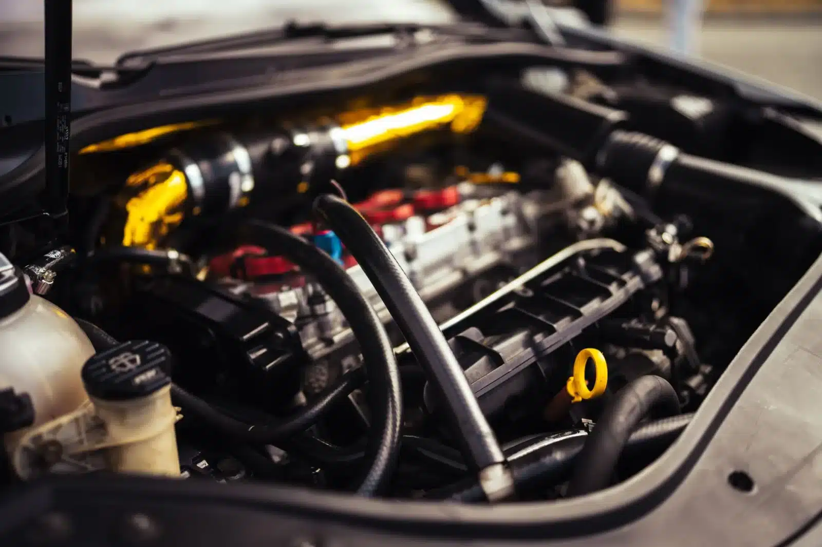 Mécanicien reprogrammant le calculateur d'une voiture pour l'E85 dans un atelier